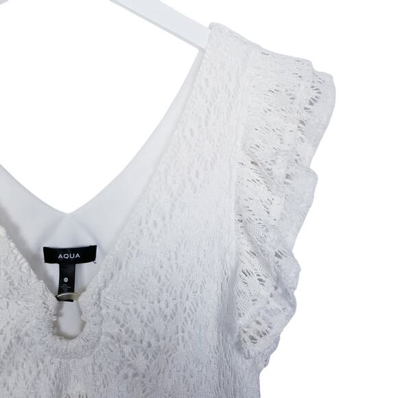 AQUA Crochet Flutter Sleeve Top In Optic White - Size M - Picture 3 of 8
